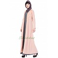 Double layered abaya with embroidery- Pink-Grey Double layered abaya with embroidery- Pink-Grey